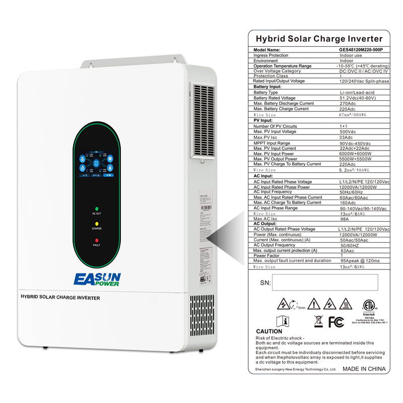 EASUN POWER 120V/110V 12KW hyb - Grid Tie Inverter Limiter 2000W 评论和价格