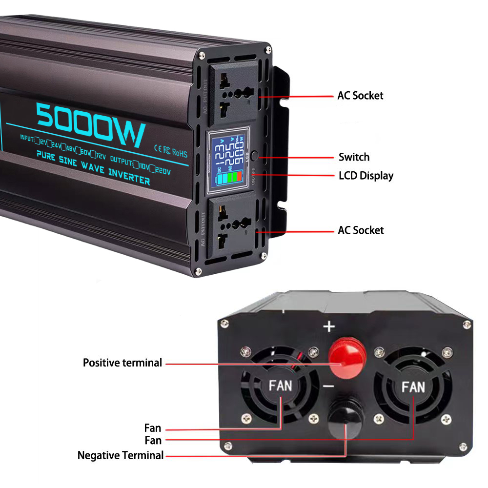 Pure Sine Wave Inverter DC 12V - Pure Sine Wave Inverter 5000W 48V 220V 评论和价格